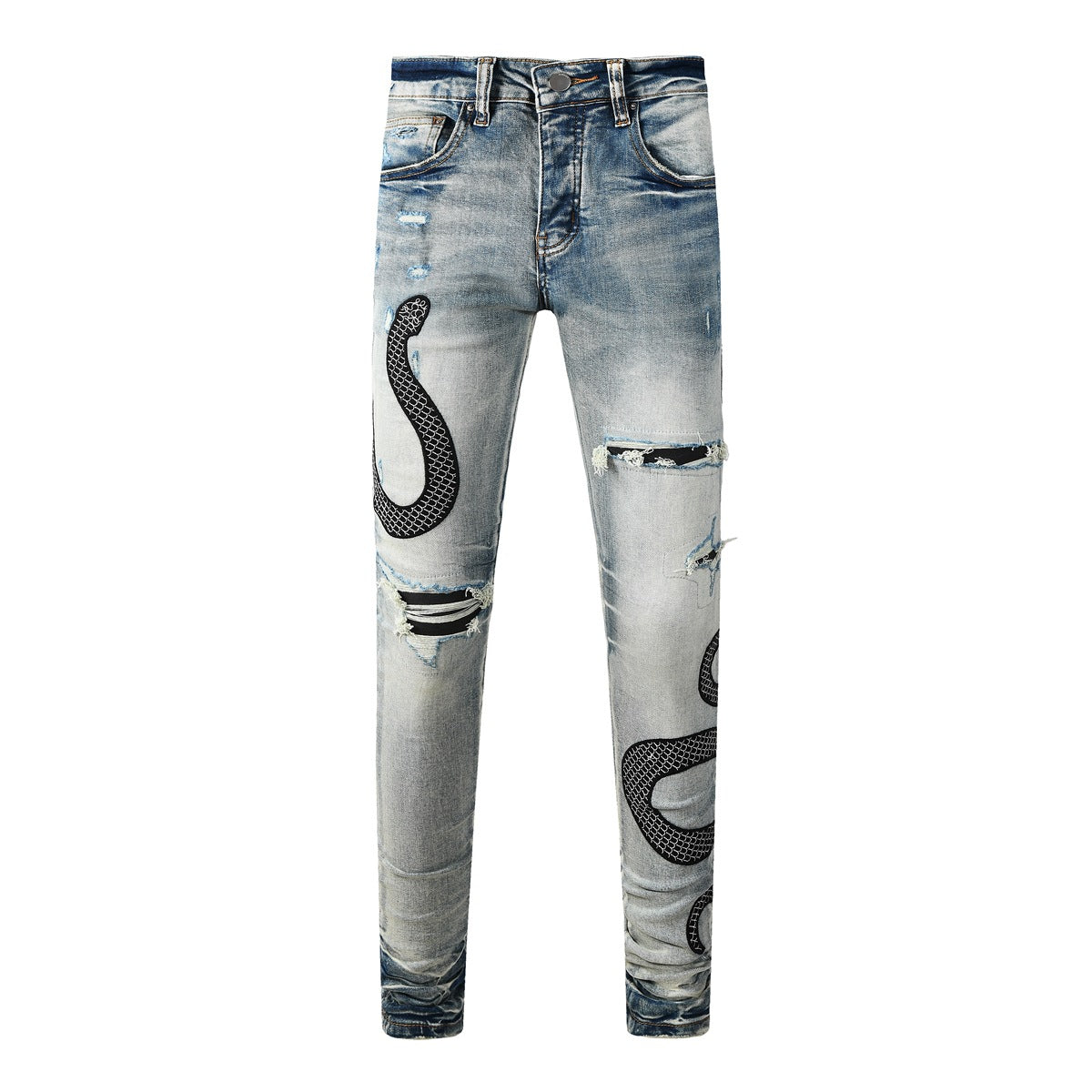 Pantalones vaqueros slim con estampado serpiente - Eldric