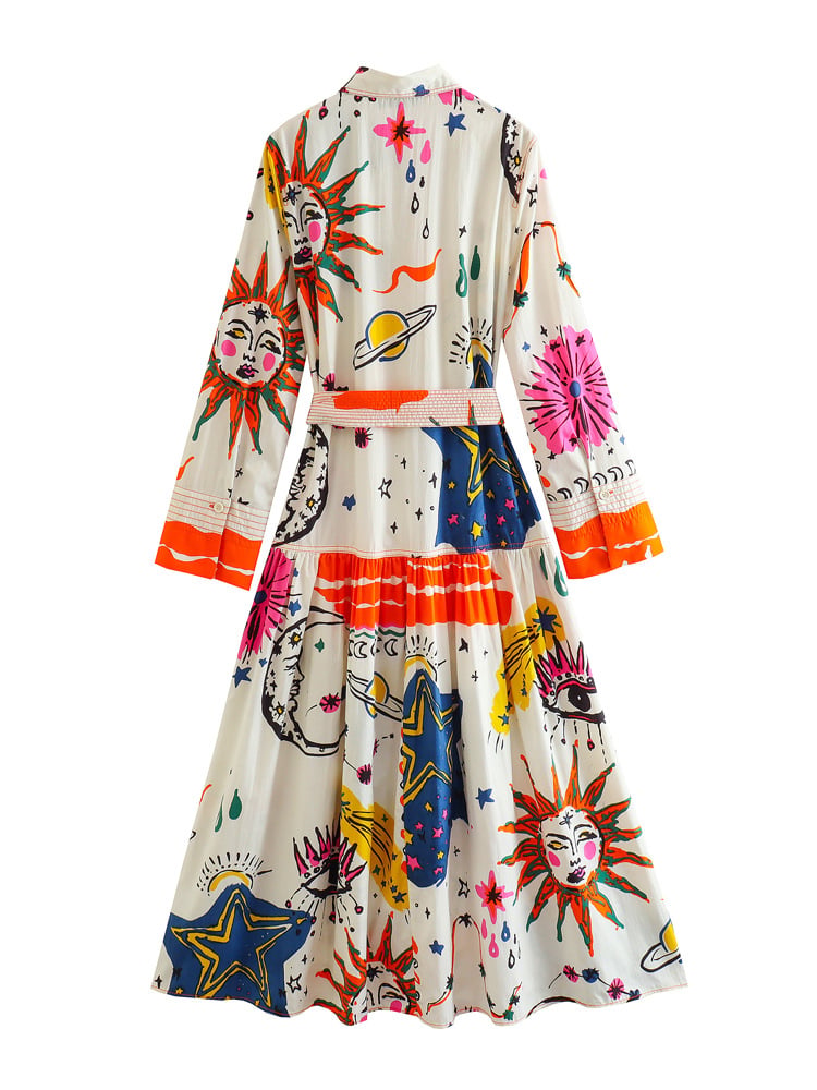Vestido camisero maxi con estampado para mujer - Cailin