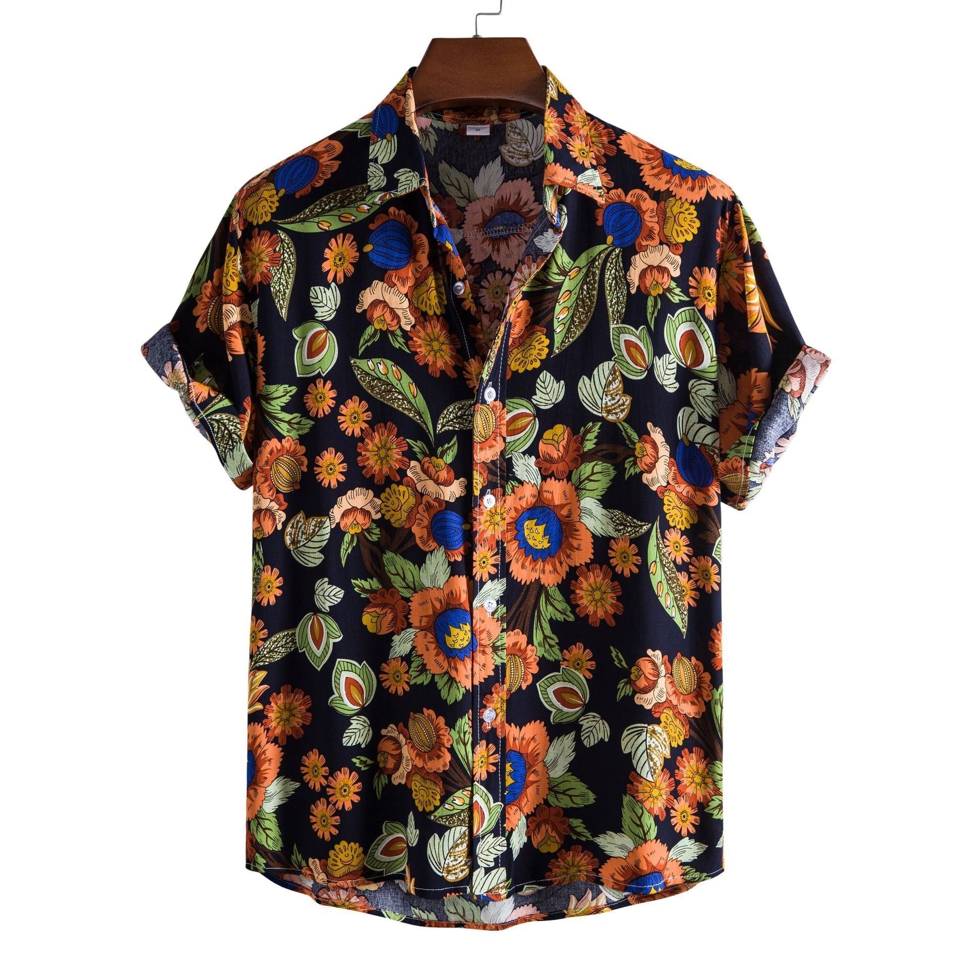 Camisa hombre manga corta estampada y corte recto ligero - Elian