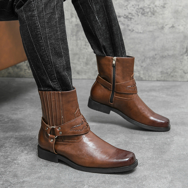 Botas casuales para hombre con cierre lateral y correa decorativa - Patrick