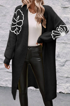 Arleth Flower Embroidered Drop Shoulder Open Duster Cardigan