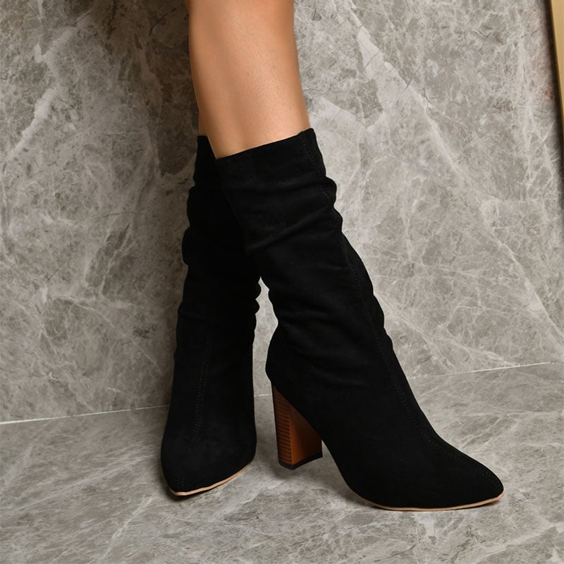 Botas para mujer efecto gamuza de tacón alto - Vaelinne