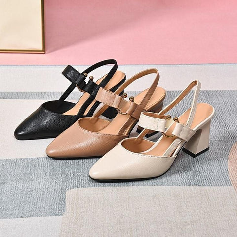Zapatos de tacón con correa frontal para mujer - Greta