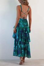 Vestido largo para mujer estampado floral con volantes - Camila