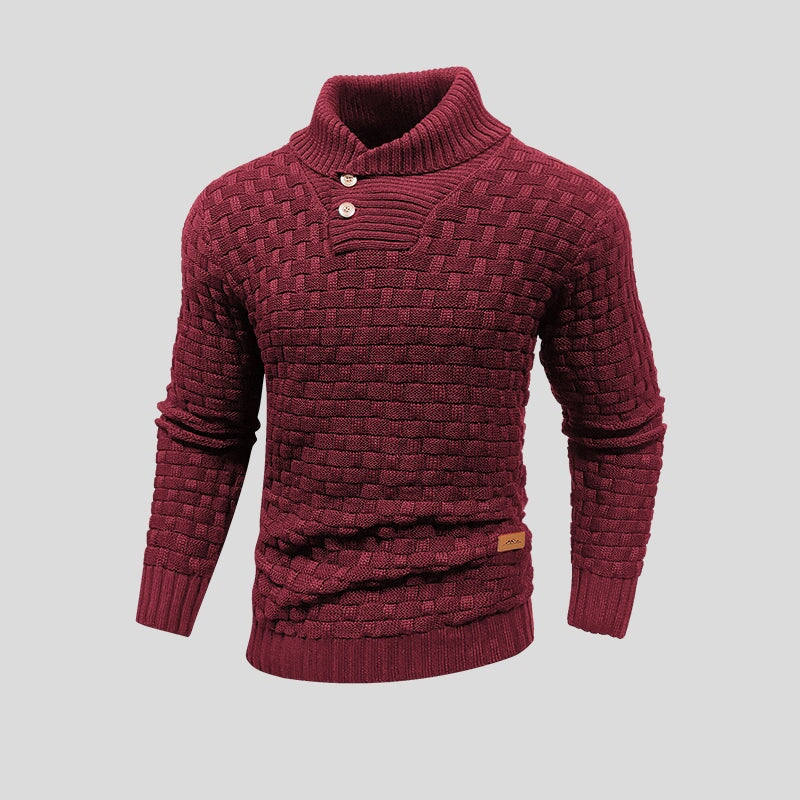 Suéter para hombre de punto con cuello alto abotonado - Keldor
