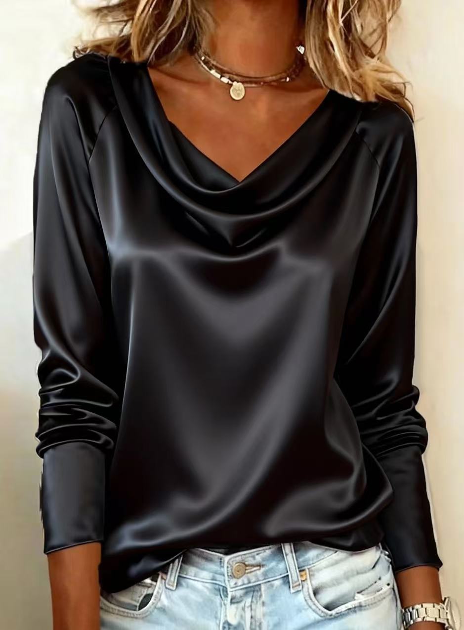 Blusa satinada de línea relajada para mujer - Oriane