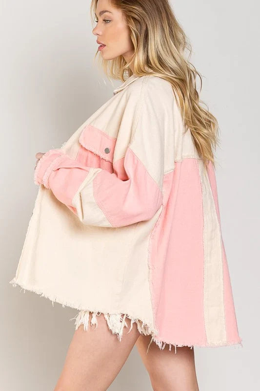 Chaqueta vaquera vintage bicolor para mujer - Ottilie