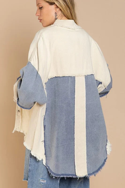 Chaqueta vaquera vintage bicolor para mujer - Ottilie