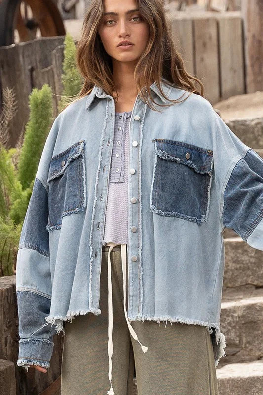 Chaqueta vaquera vintage bicolor para mujer - Ottilie