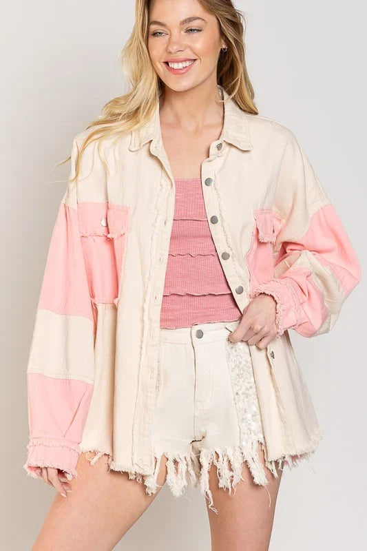 Chaqueta vaquera vintage bicolor para mujer - Ottilie