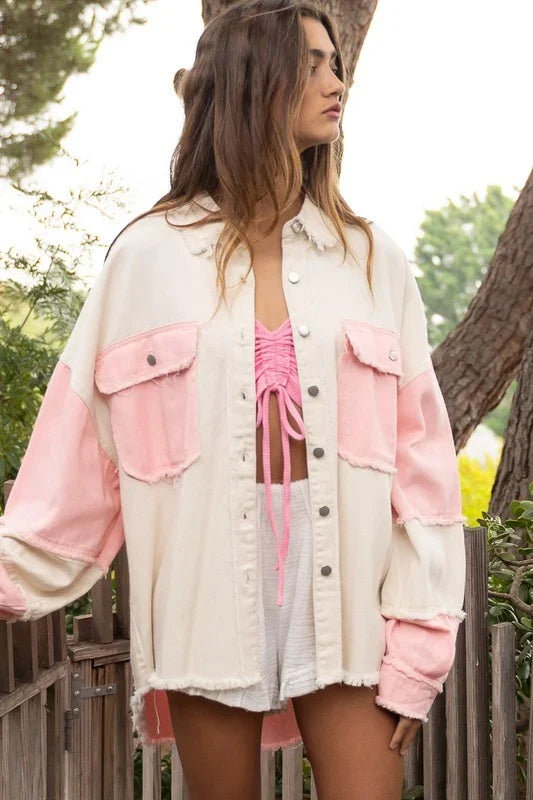 Chaqueta vaquera vintage bicolor para mujer - Ottilie