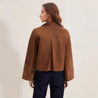 Chaqueta corta de ante con bolsillos frontales para mujer - Alenor