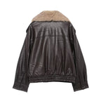 Chaqueta mujer efecto piel cuello amplio de pelo - Nymera