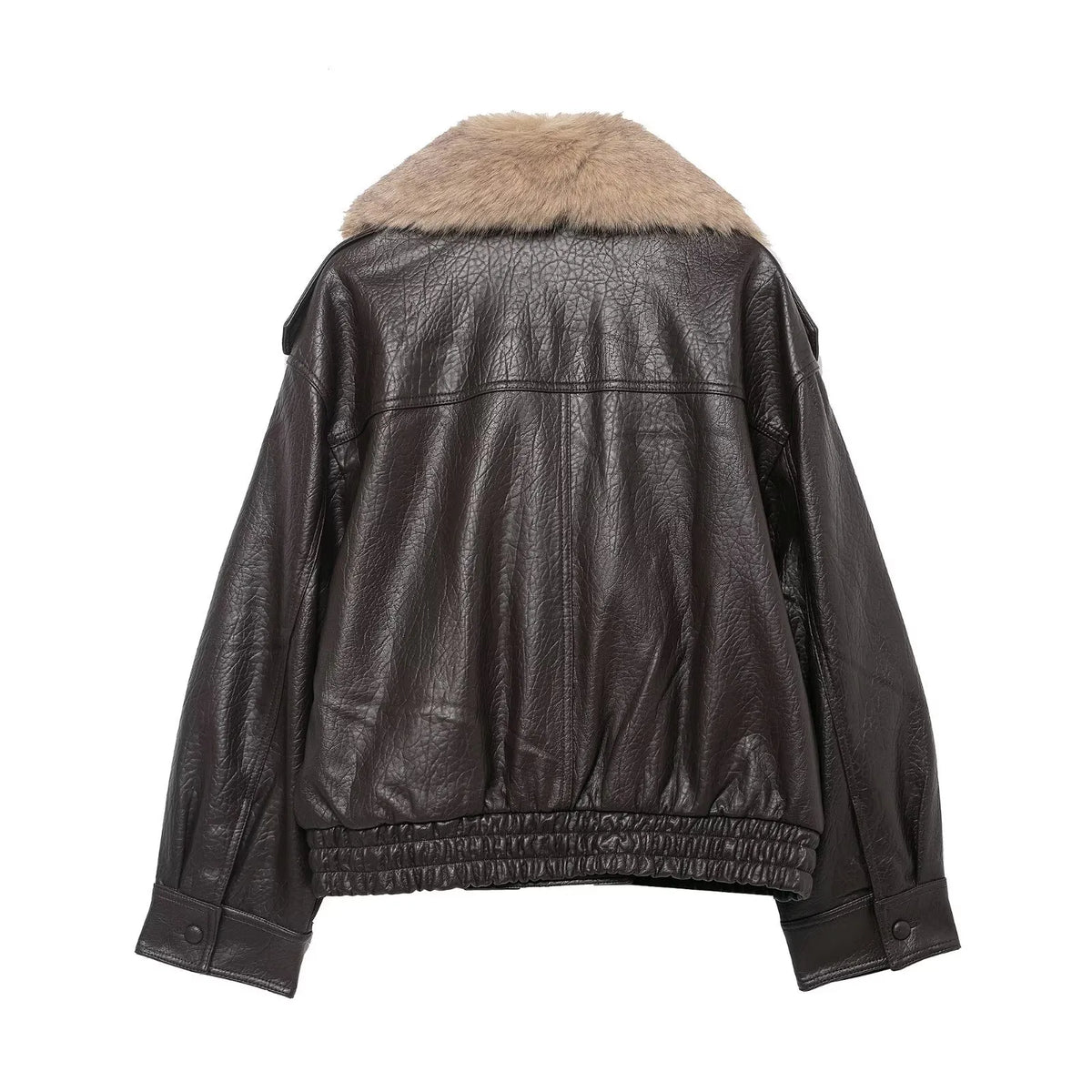 Chaqueta mujer efecto piel cuello amplio de pelo - Nymera