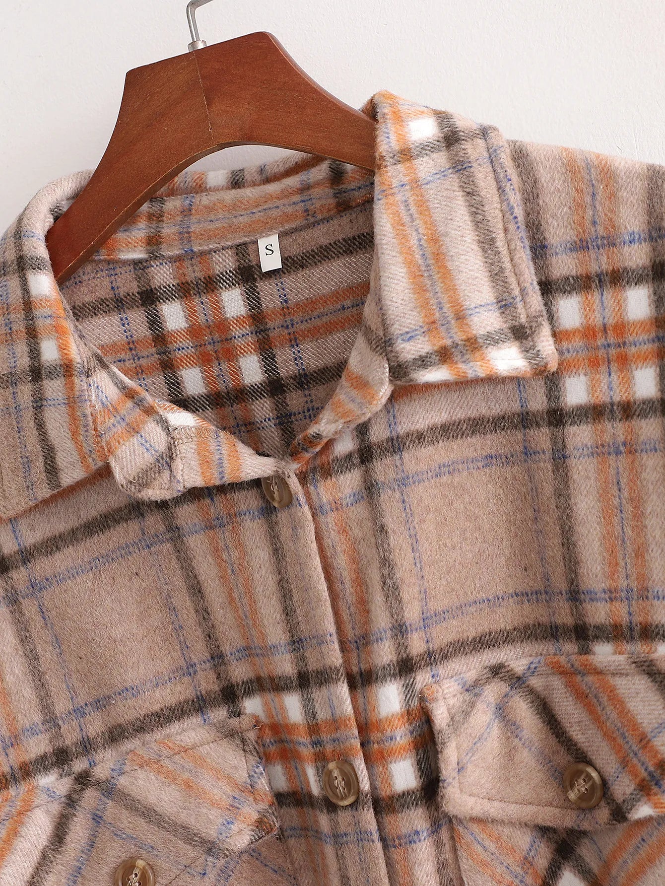 Chantal - Abrigo largo de cuadros para mujer, estilo otoñal, corte holgado