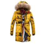 Parka acolchada hombre estampado camuflaje larga térmica capucha pelo invierno - Leonard