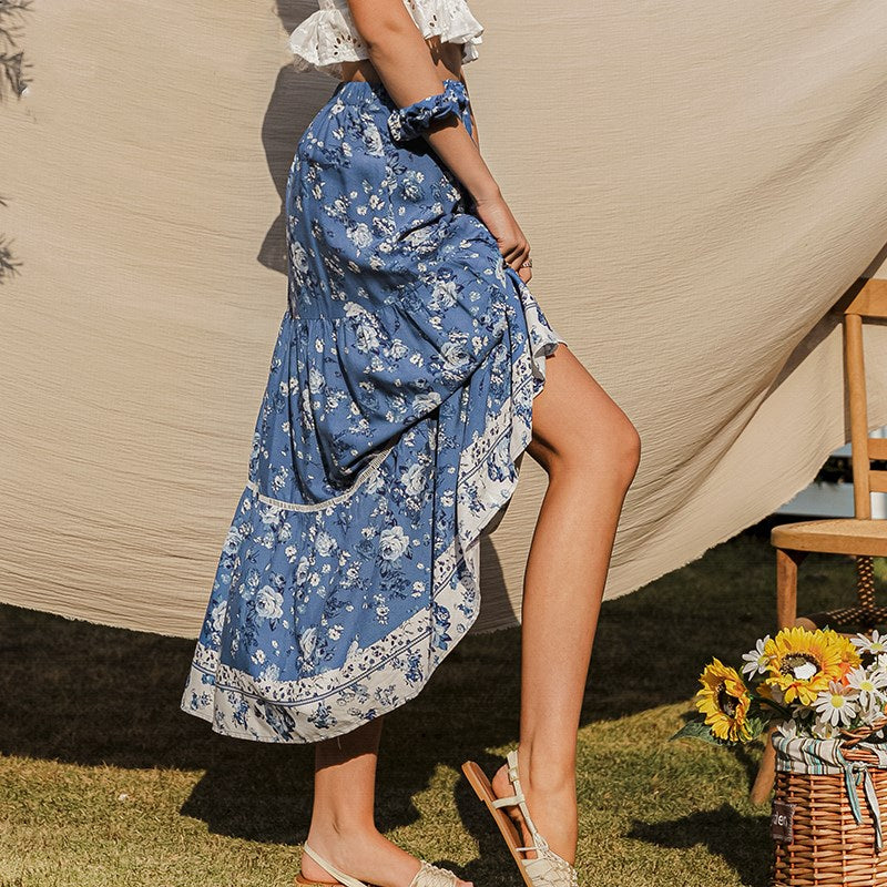 Falda para mujer con estampado floral y corte fluido - Evi