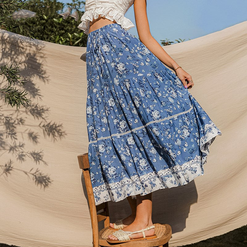 Falda para mujer con estampado floral y corte fluido - Evi