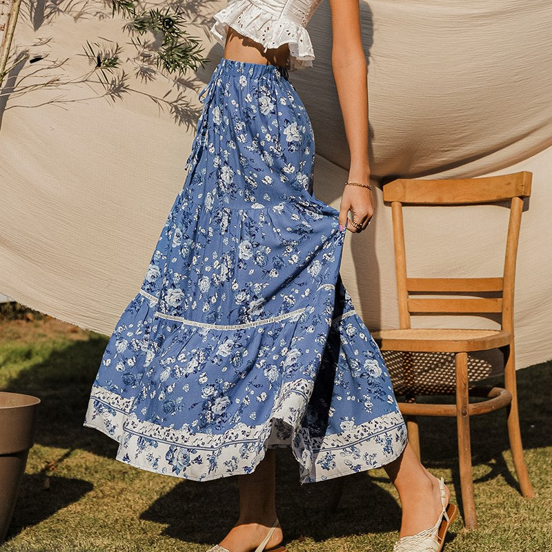Falda para mujer con estampado floral y corte fluido - Evi