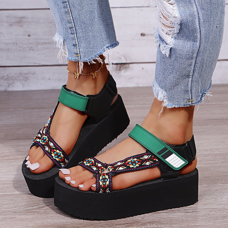 Sandalias de plataforma con tiras tejidas para mujer - Nadia