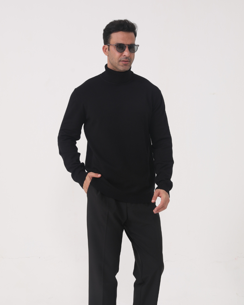 Jersey hombre cuello alto punto liso manga larga - Aldren
