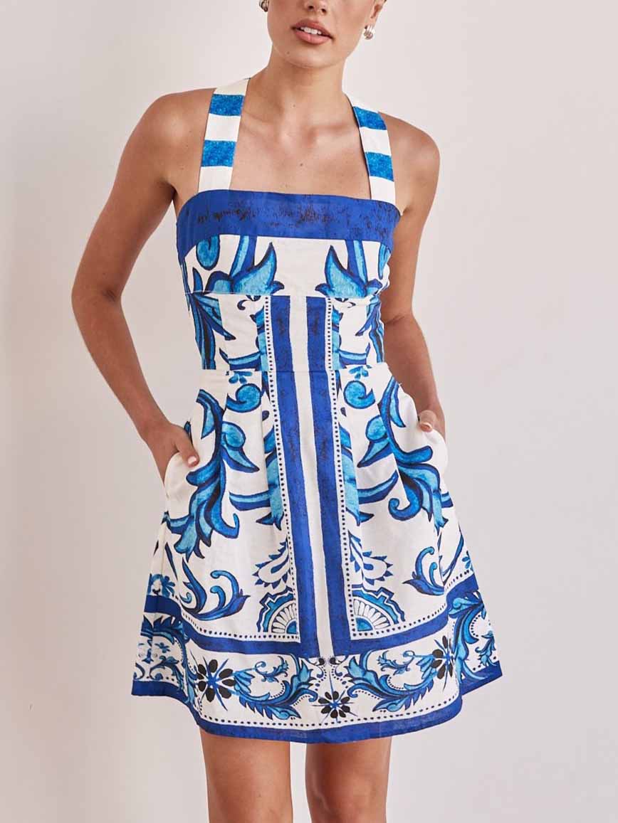 Vestido corto para mujer estampado refinado corte A - Mireya