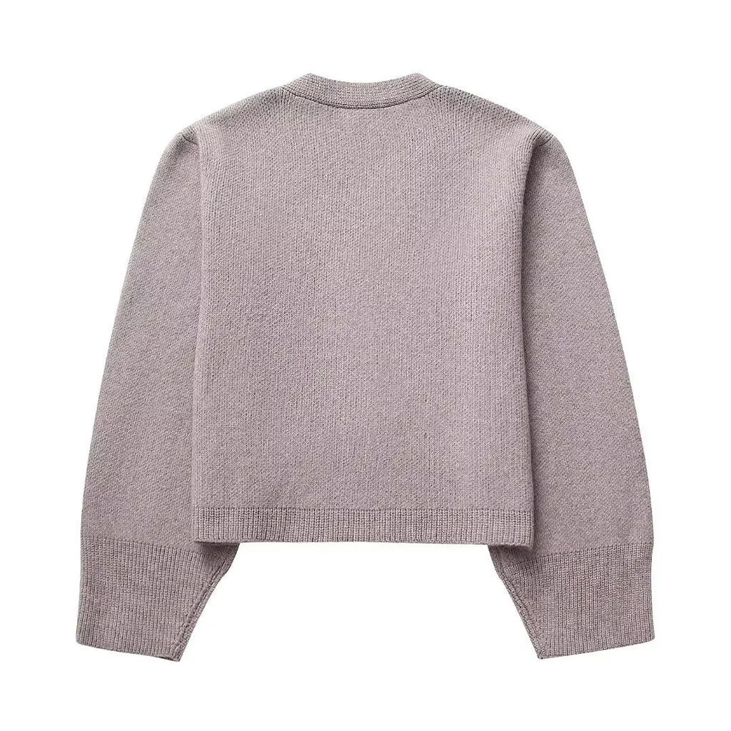 Loana - Chaqueta de punto con cuello en V y botones para mujer
