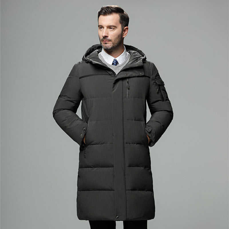 Abrigo acolchado hombre capucha desmontable corte recto impermeable elegante - Markus
