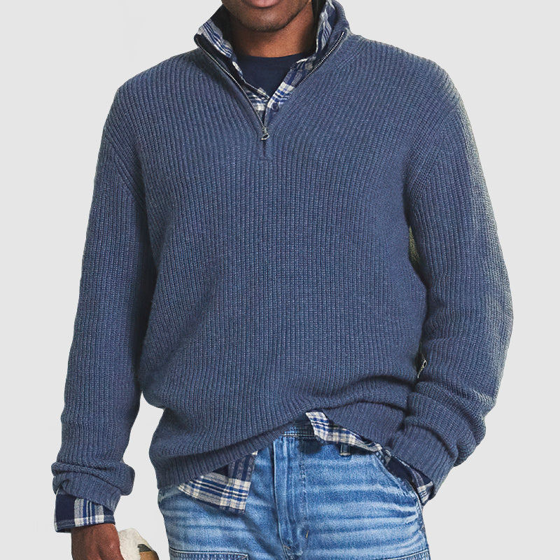 Jersey de cachemira para hombre de estilo informal con cierre de cremallera
