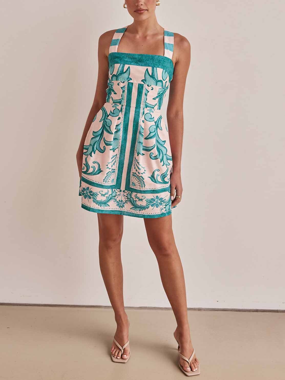 Vestido corto para mujer estampado refinado corte A - Mireya
