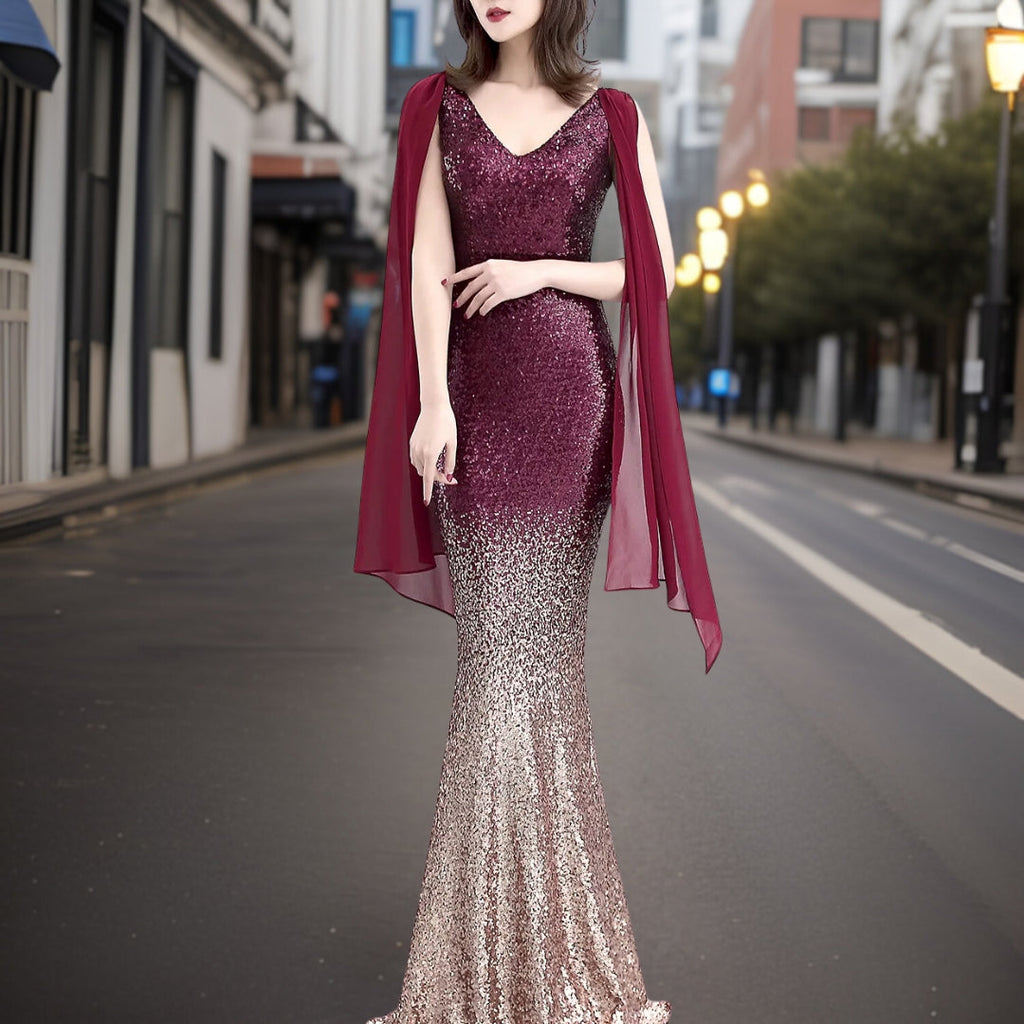 Rominana - Elegante vestido de noche con pañuelo