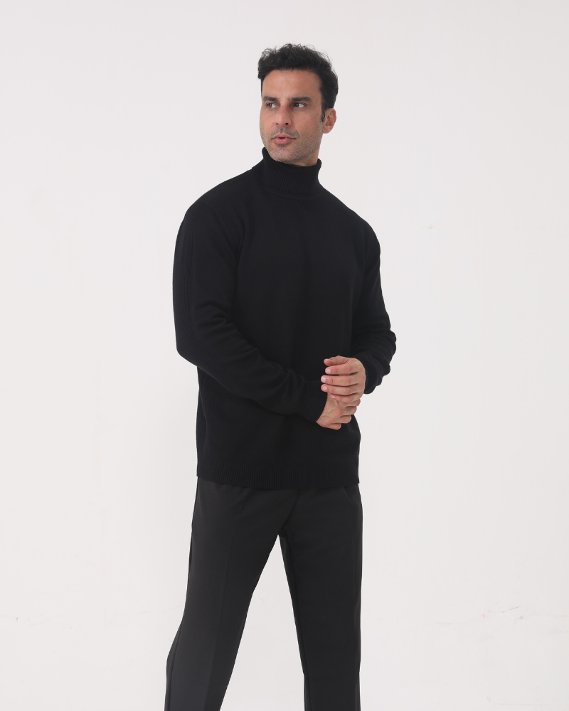 Jersey hombre cuello alto punto liso manga larga - Aldren