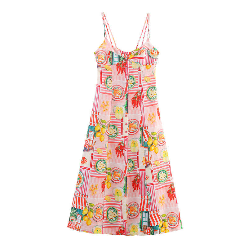 Vestido midi para mujer estampado artístico de primavera - Bianca