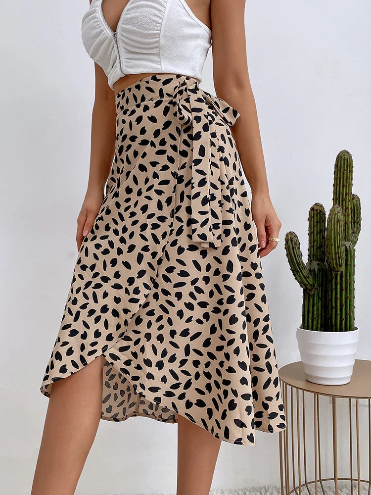 Falda envolvente mujer estilo boho estampado asimétrico verano - Isadora