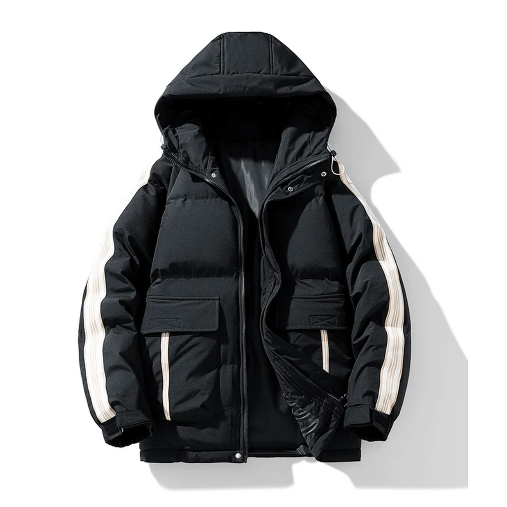 Chaqueta puffer hombre impermeable cortaviento plumón cuello alto capucha bolsillos forro polar - Milian
