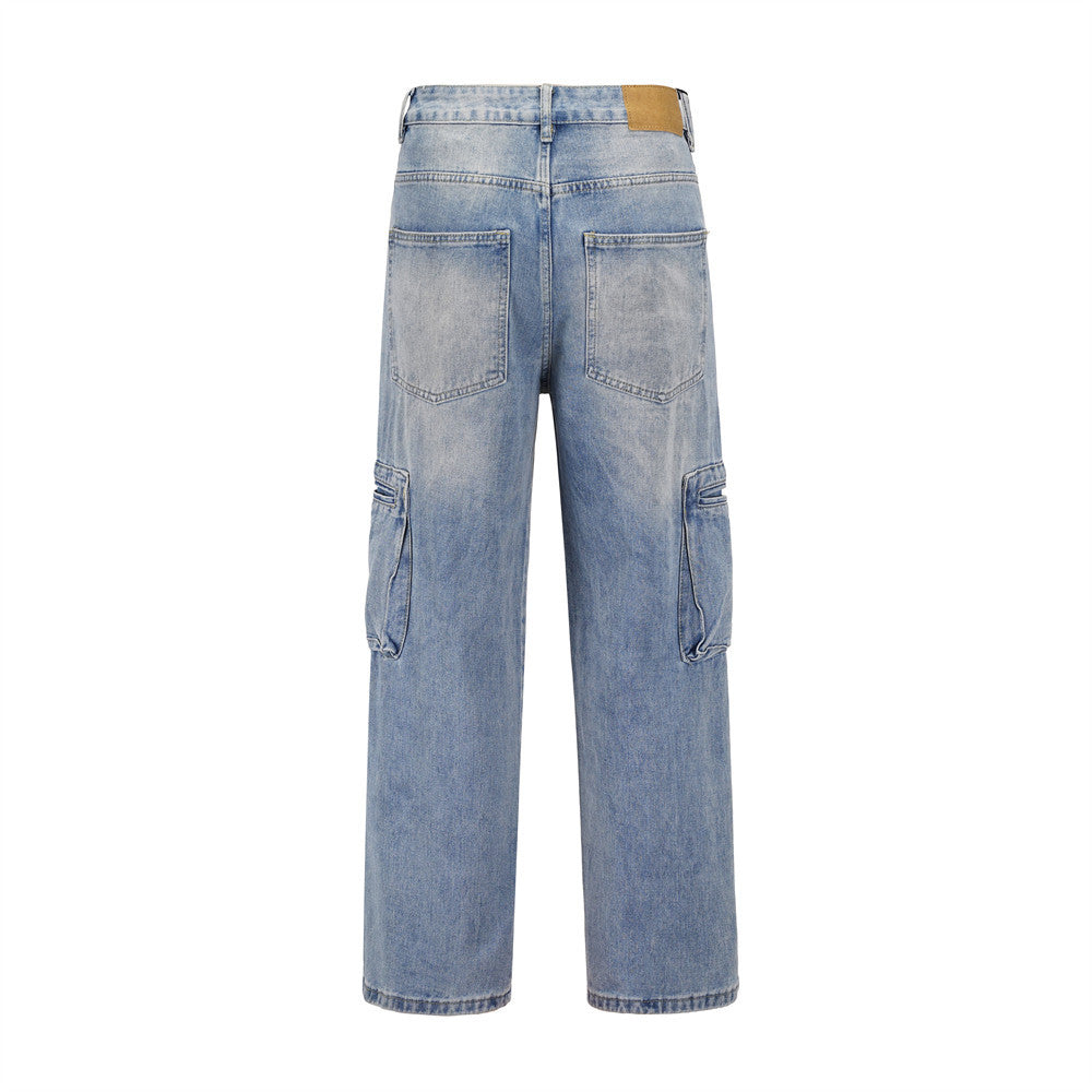 Jeans cargo rectos utilitarios para hombre - Falko