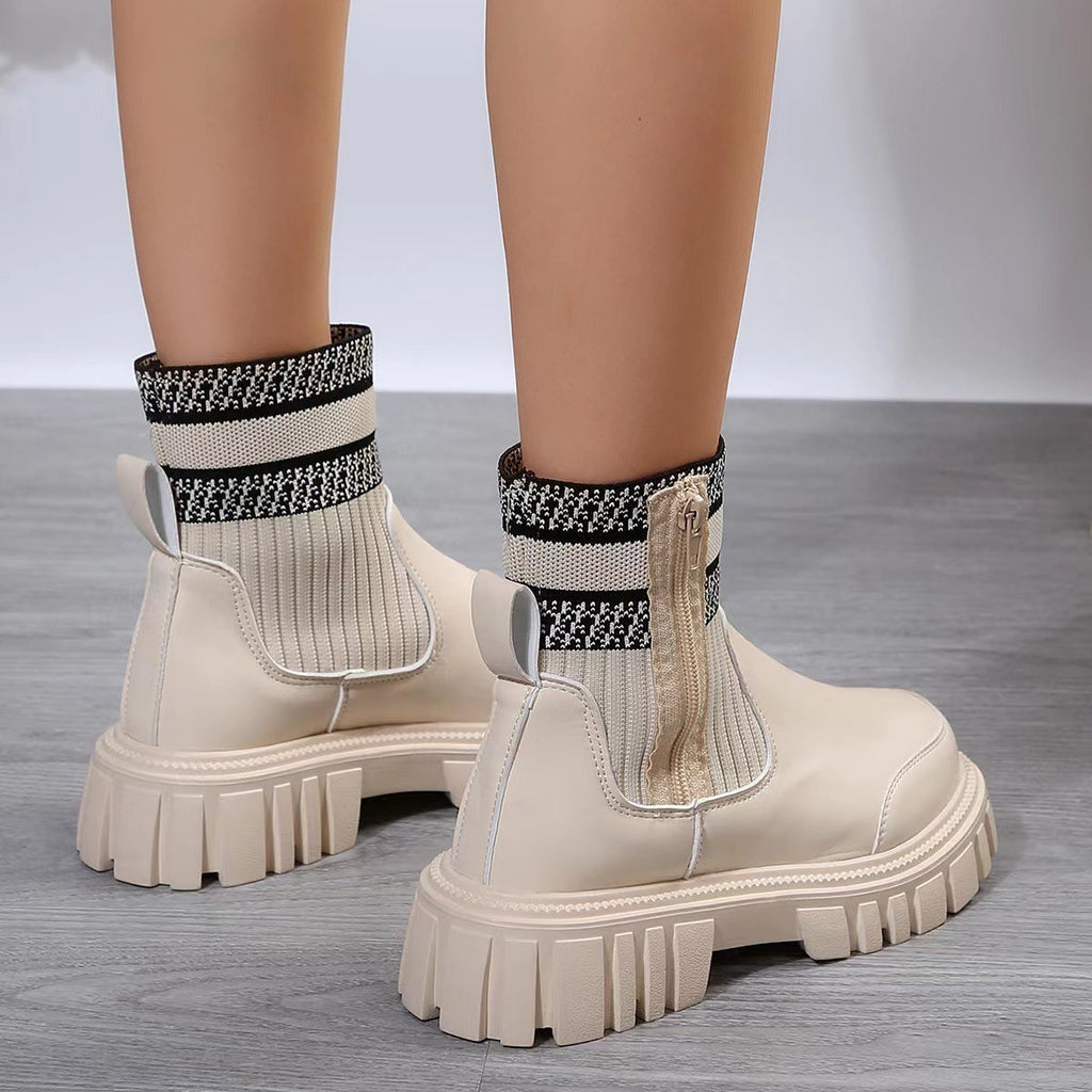 Botines para mujer estilo patchwork con suela gruesa - Marisse