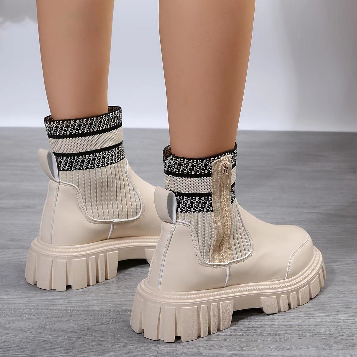 Botines para mujer estilo patchwork con suela gruesa - Marisse
