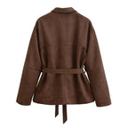Chaqueta de ante con cinturon para mujer - Avelise