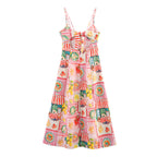 Vestido midi para mujer estampado artístico de primavera - Bianca
