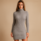 Vestido sueter mujer punto trenzado cuello alto ajustado - Isabela