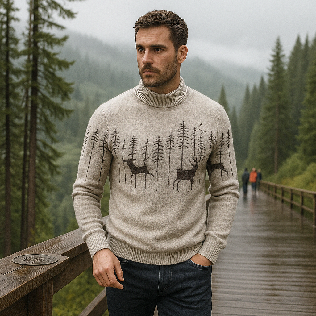 Suéter para hombre cuello alto motivo invierno - Erland