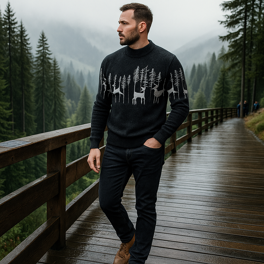 Suéter para hombre cuello alto motivo invierno - Erland