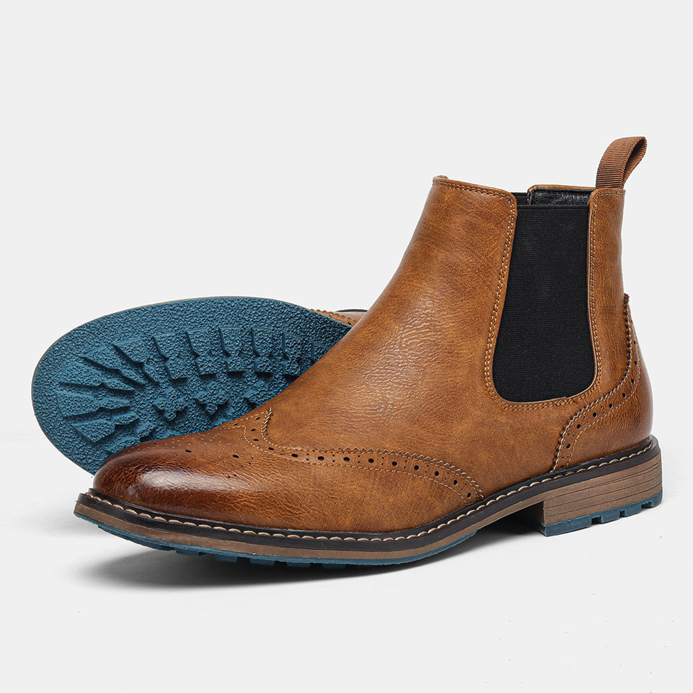 Botines brogue de cuero tallado para hombre - Alrik