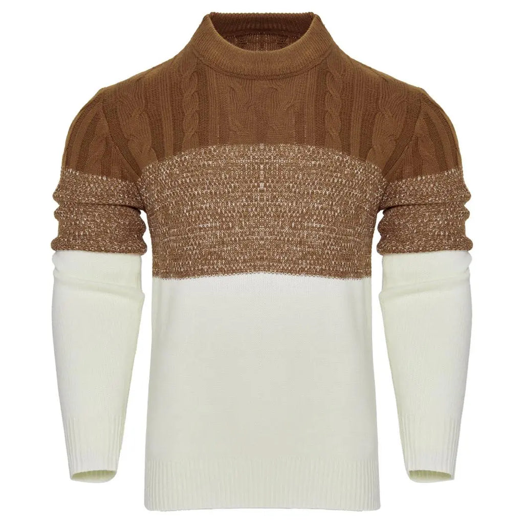 Giam - Jersey casual de manga larga de punto con bloques de color para hombre
