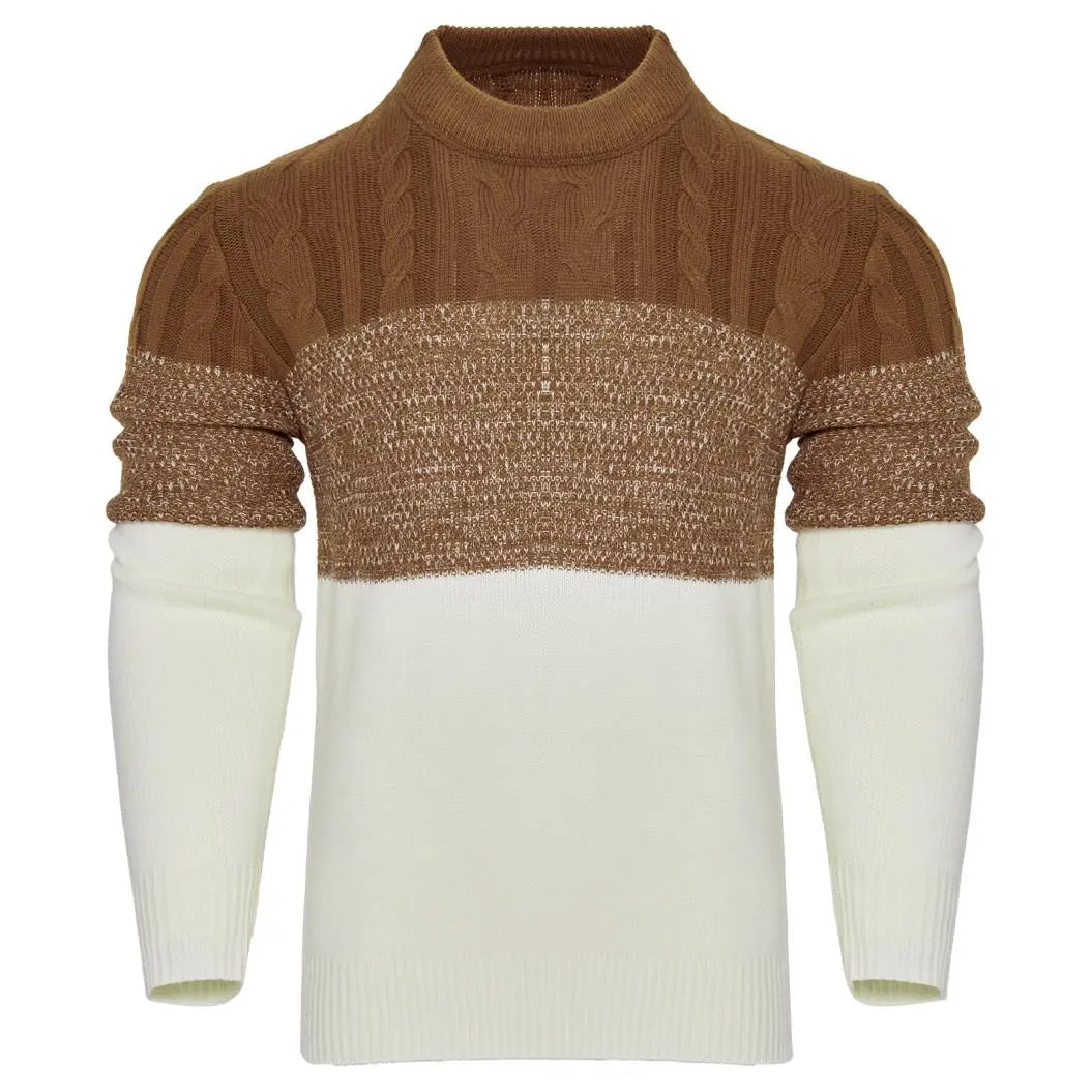 Giam - Jersey casual de manga larga de punto con bloques de color para hombre