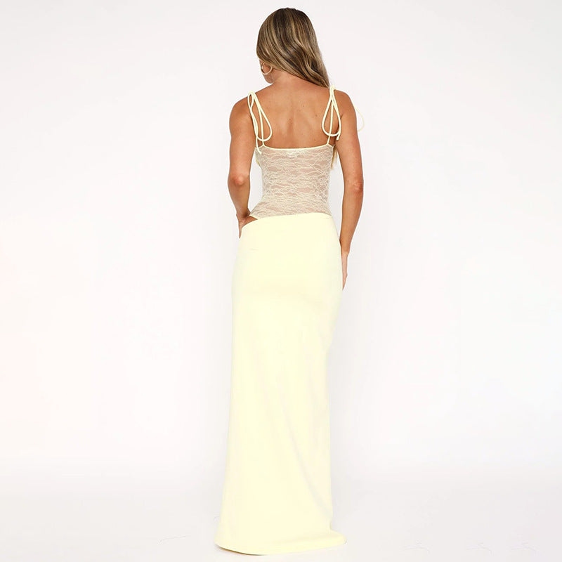 Vestido largo con encaje para fiesta para mujer - Rina