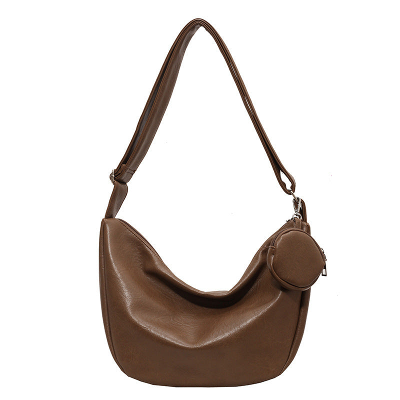Bolso de hombro amplio con bolsillo exterior y monedero desmontable para mujer