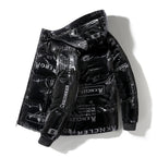 Chaqueta acolchada hombre efecto vinilo capucha ajustable brillante gráfica urbana - Lanuz