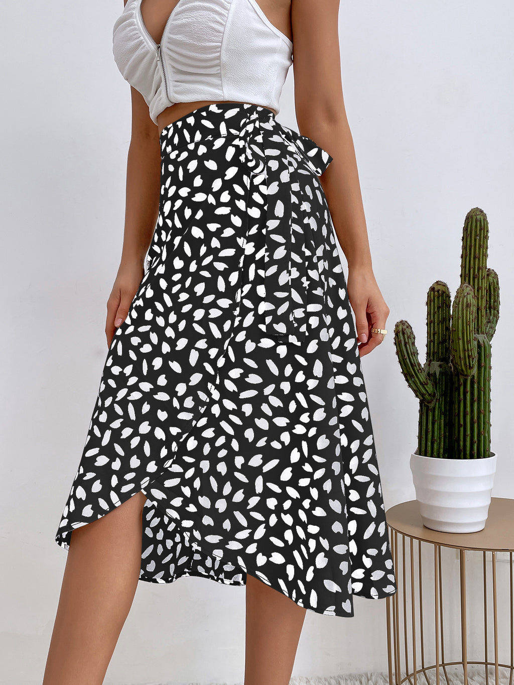 Falda envolvente mujer estilo boho estampado asimétrico verano - Isadora